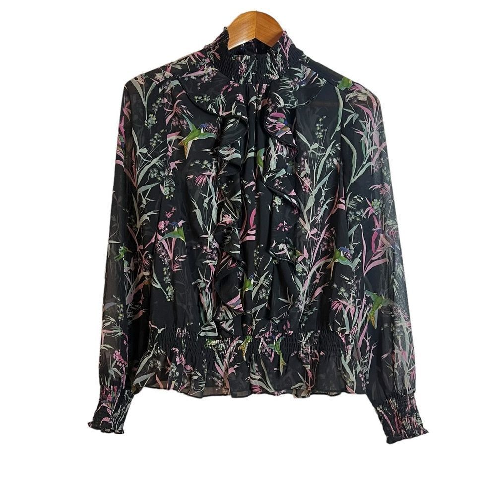 Ted Baker London sheer patterned long sleeve blouse